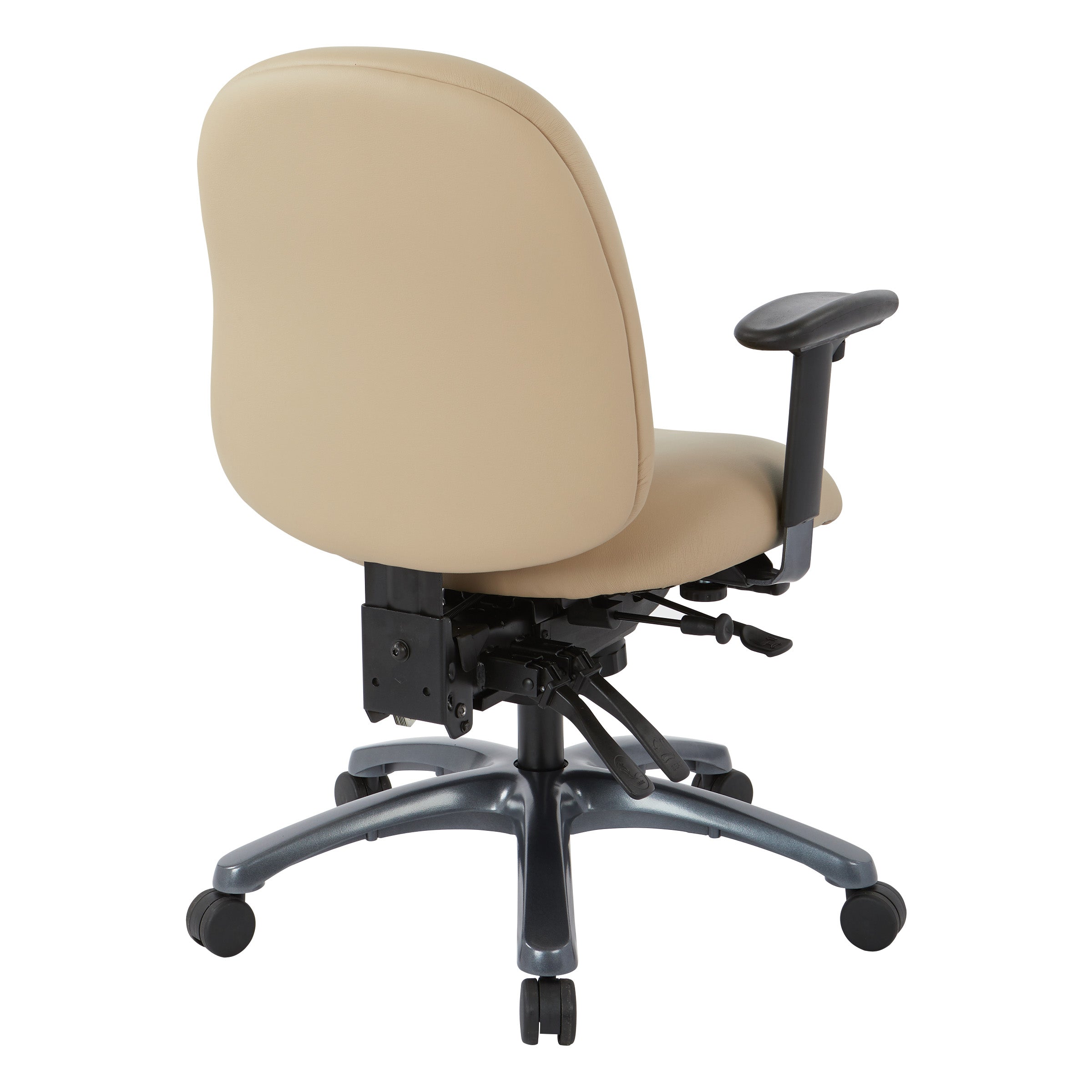 Multi-Function Mid Back Chair with Seat Slider and Titanium Finish Base